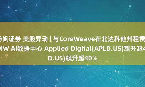 扬帆证券 美股异动 | 与CoreWeave在北达科他州租赁250MW AI数据中心 Applied Digital(APLD.US)飙升超40%