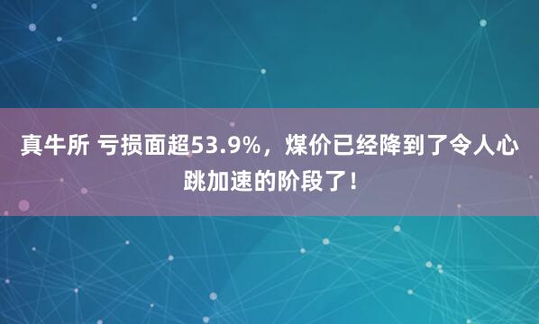 真牛所 亏损面超53.9%,煤价已经降到了令人心跳加速的阶段了!
